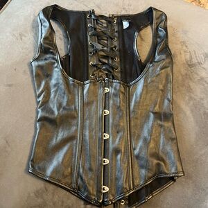 Alivila.Y Women’s Corset Vest Faux Leather Size Small black Top cosplay festival